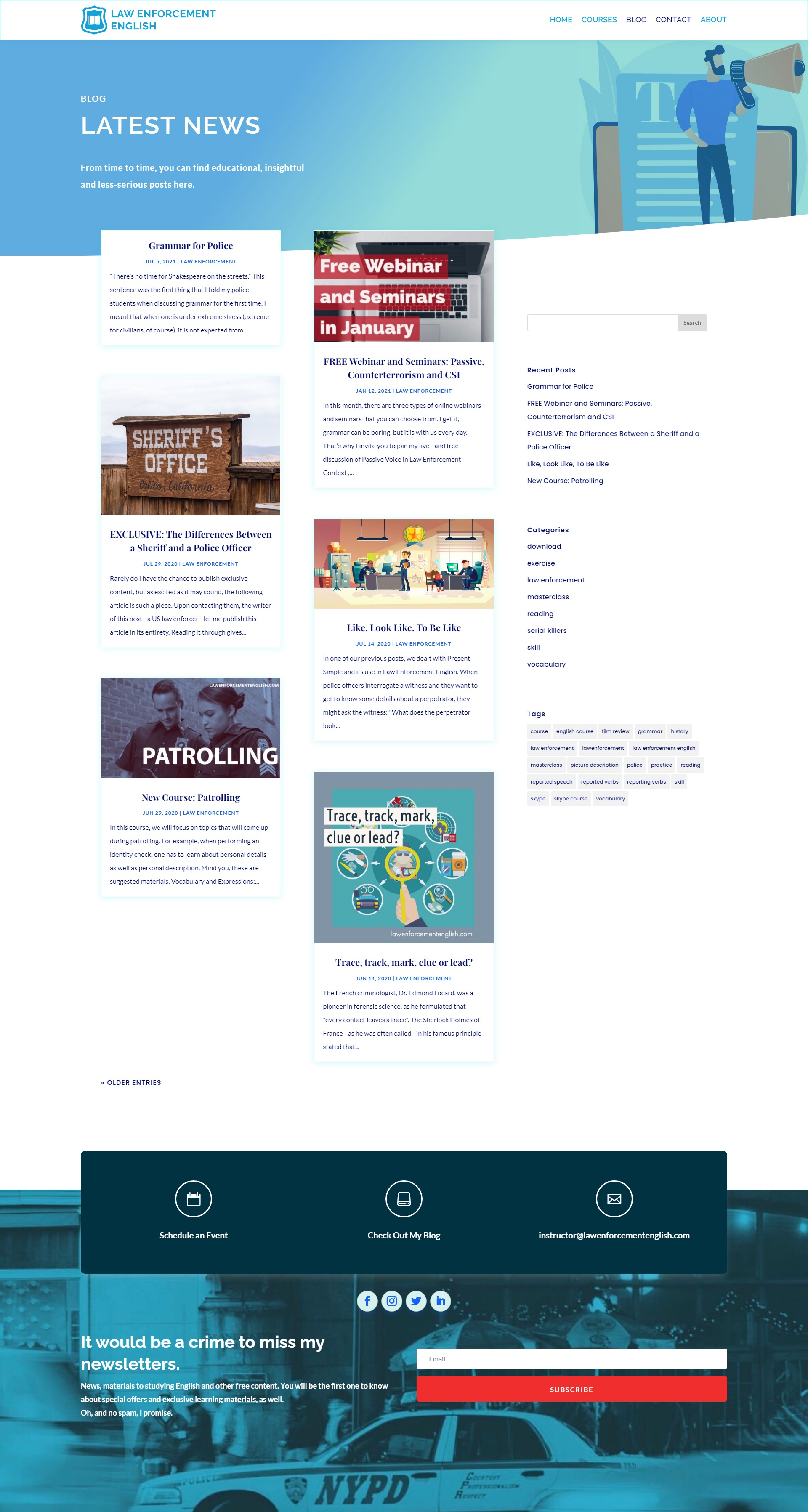 Law Enforcement English blog oldal
